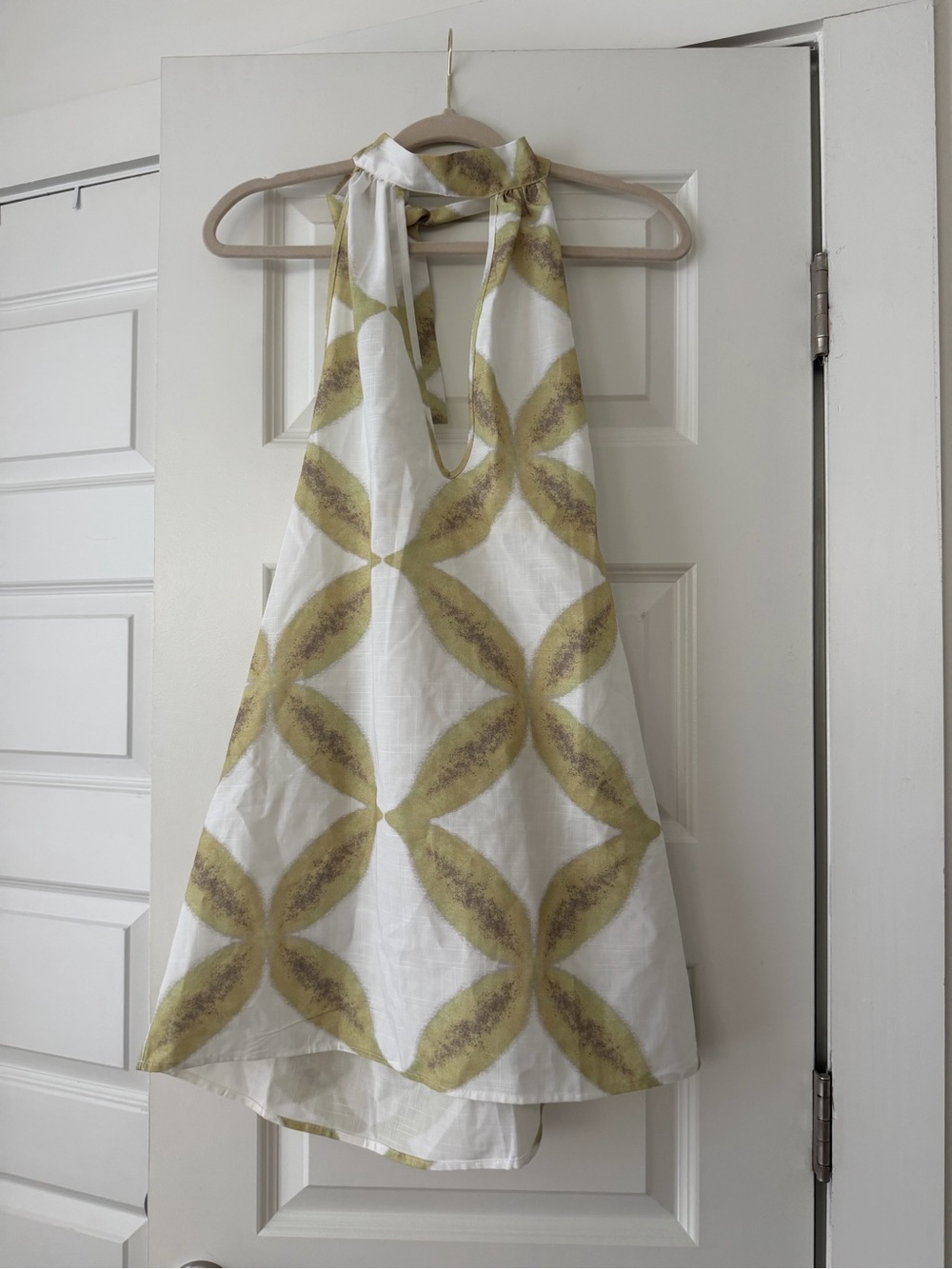 Women’s Halter Neck Floral Overlay Top - White & Olive
